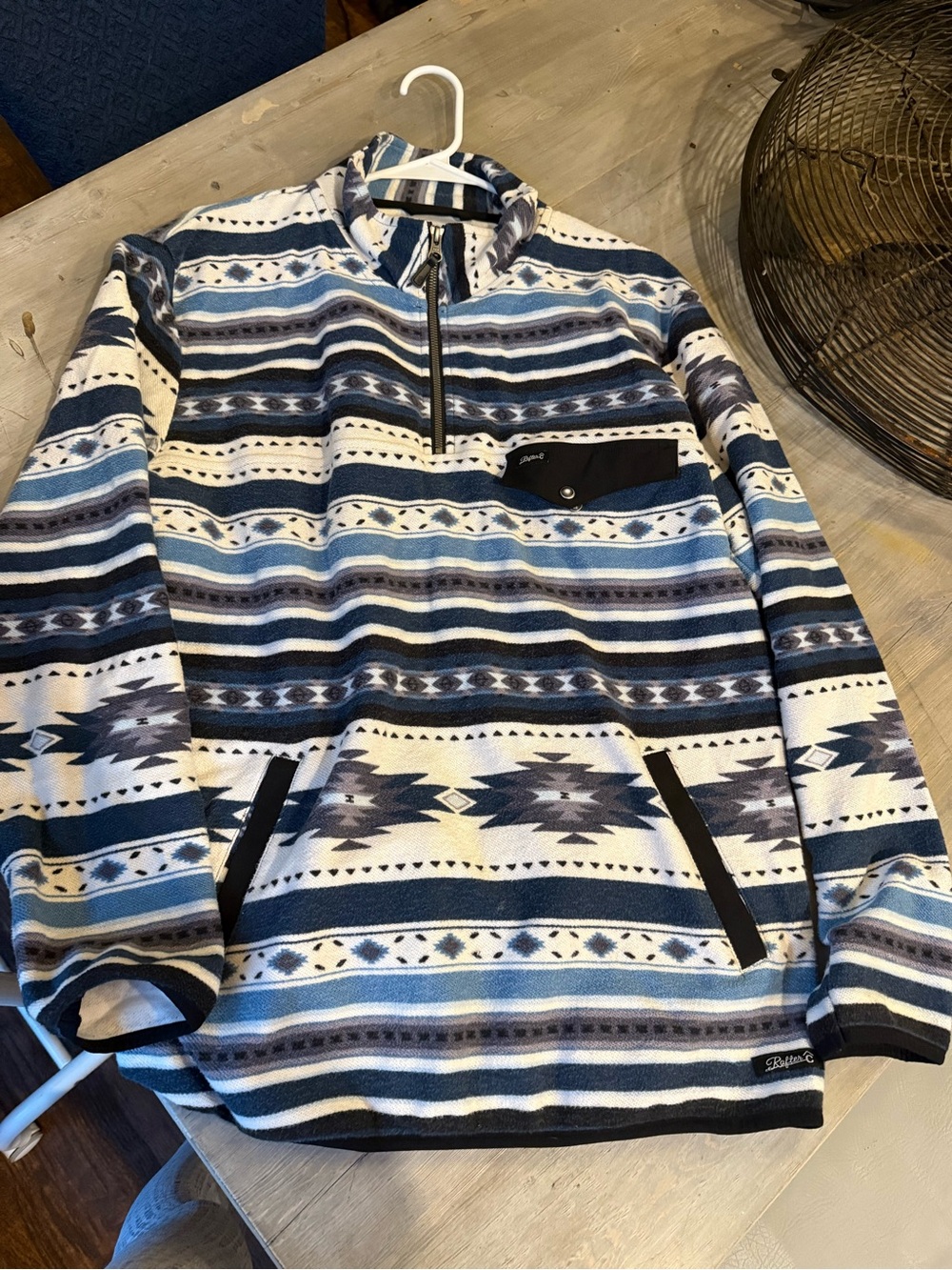 Rafter C red dirt Striped Aztec Pullover Fleece with Half-Zip